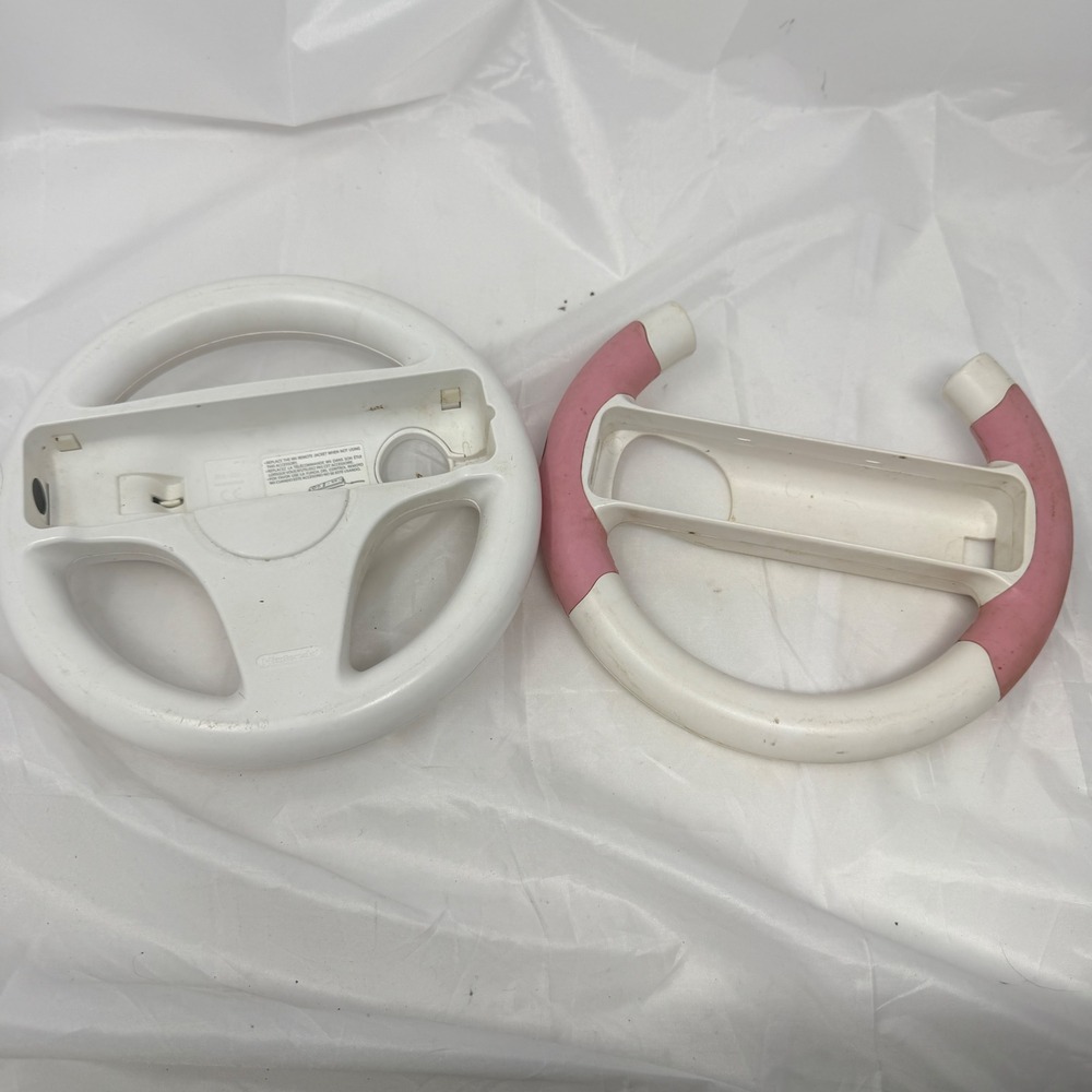 Nintendo‎ Wii Wheel White RVL-024 and Pink Aftermarket Racing Wheel Set of 2